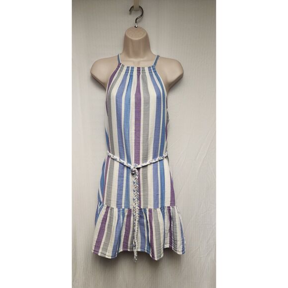 Velvet Heart-Venice Multicolor Lavender Stripe Halter Dress Size Small - Picture 4 of 8
